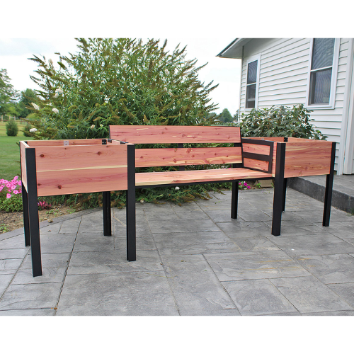 Eastern Red Cedar Garden Bench w/ Garden Beds