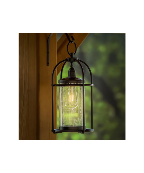 Solar Metal and Bubble Glass Edison Lantern