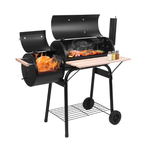 Zimtown BBQ Charcoal Grill Outdoor Barbecue Pit with Offset Smoker Patio Backyard Black