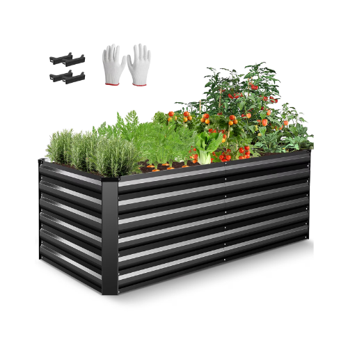 Funcid Galvanized Raised Garden Beds 6ftx3ftx2ft Large Metal Garden Beds Galvanized Steel Planter Box for Vegetables Flowers Herbs