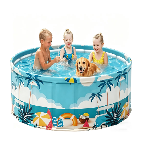 MAXVINI 62.9in Foldable Pool, 238 Gallon Hard Plastic Kiddie Pool for Kids & Pets, No Inflation Needed, Non-Slip Durable Pet Bath Tub for Large Dogs, Indoor Outdoor Portable Swimming Pool